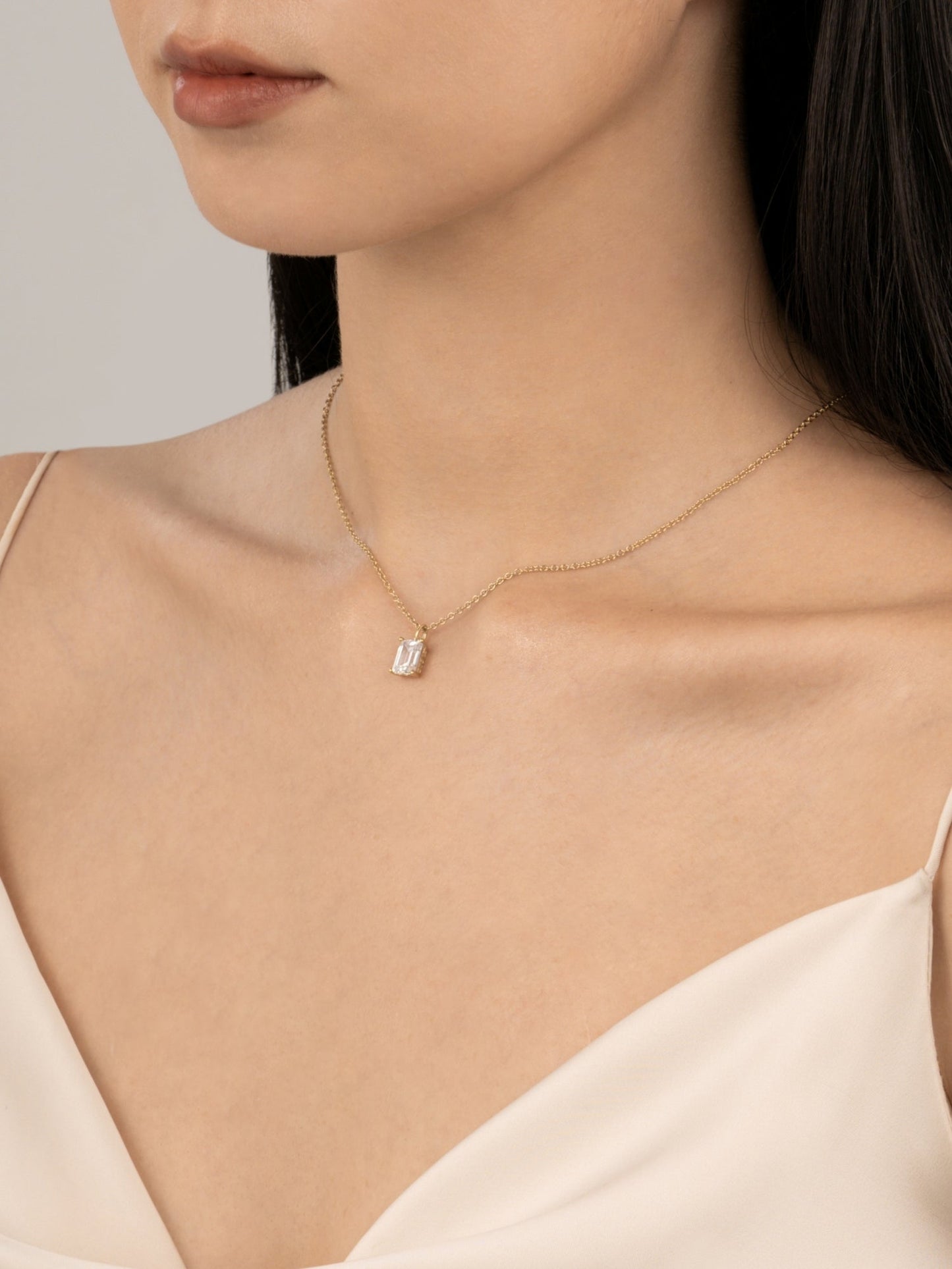 Diamonbliss Lab-Grown Diamond 1.0 cttw Emerald Solitaire Necklace