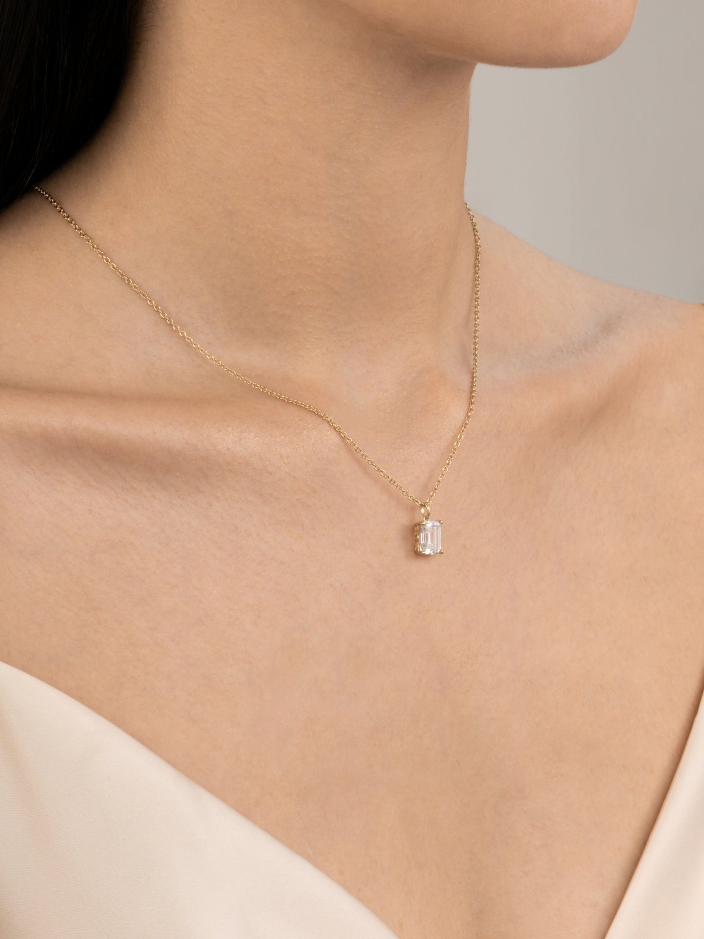 Diamonbliss Lab-Grown Diamond 2.0 cttw Emerald Solitaire Necklace